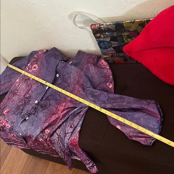 #1060**Floral Purple Women's Blouse - Picture 6 of 9